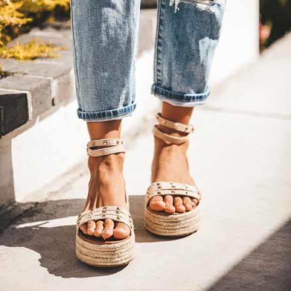Vici Shoes - Vici Mary Jane Studded Espadrille Sandal